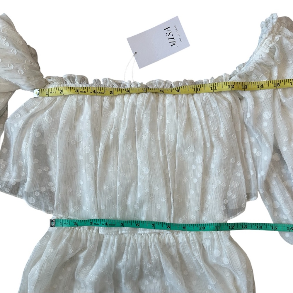 Misa Los Angeles Cassandra Tiered Maxi Dress White On or Off-Shoulder Small NWT - Picture 13 of 15